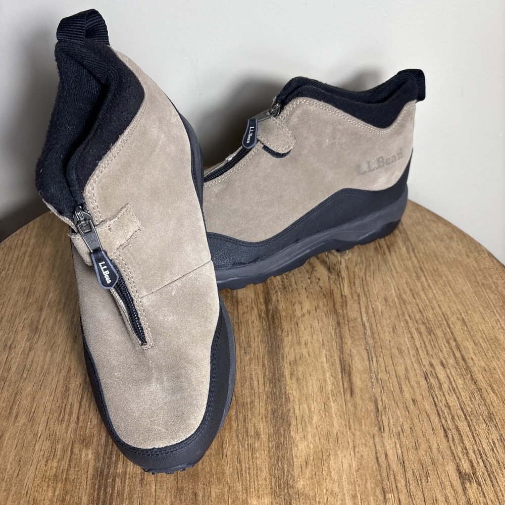 LL BEAN Beige Suede Ankle‎ Boots w/Zipper Closure Size 10M